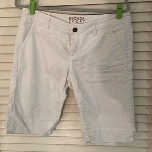 Escada White Jean Denim Slit Sided Shorts